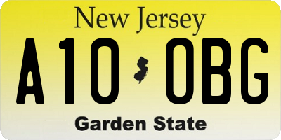 NJ license plate A10OBG