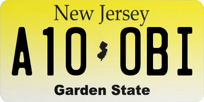 NJ license plate A10OBI
