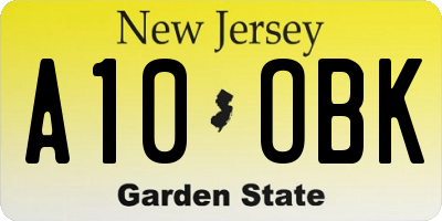 NJ license plate A10OBK