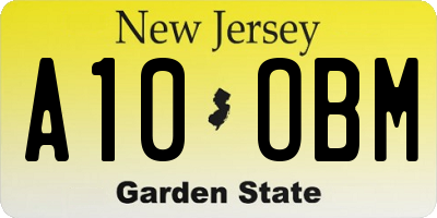 NJ license plate A10OBM