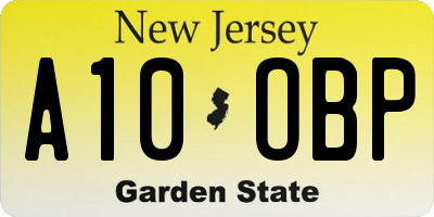NJ license plate A10OBP