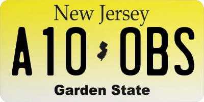 NJ license plate A10OBS