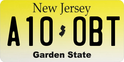 NJ license plate A10OBT
