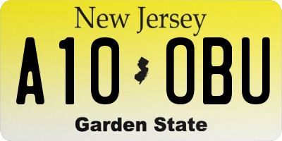 NJ license plate A10OBU