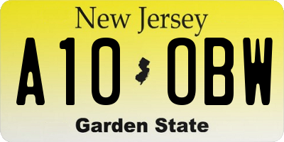 NJ license plate A10OBW
