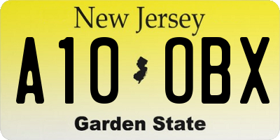 NJ license plate A10OBX