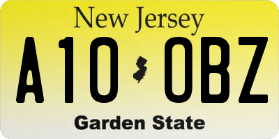 NJ license plate A10OBZ