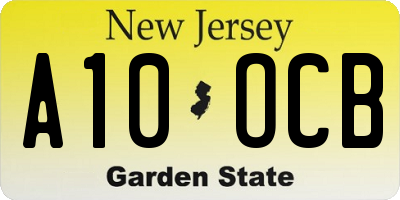 NJ license plate A10OCB