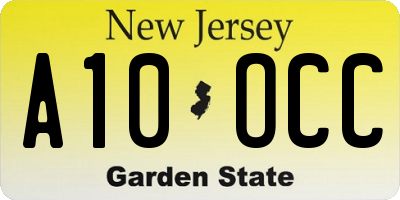 NJ license plate A10OCC