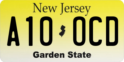 NJ license plate A10OCD