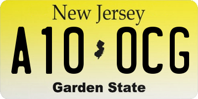 NJ license plate A10OCG