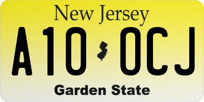 NJ license plate A10OCJ