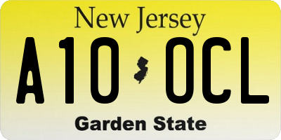 NJ license plate A10OCL