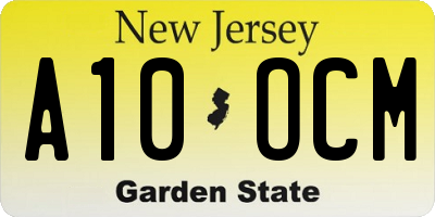 NJ license plate A10OCM