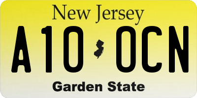 NJ license plate A10OCN