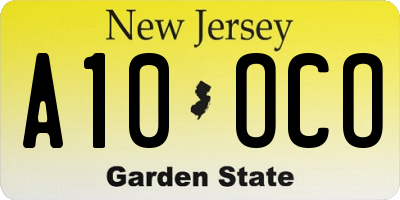 NJ license plate A10OCO