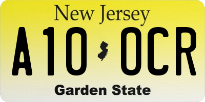 NJ license plate A10OCR