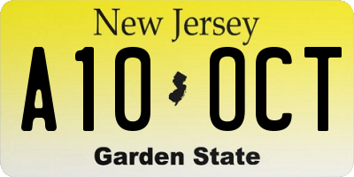 NJ license plate A10OCT