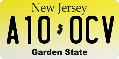 NJ license plate A10OCV
