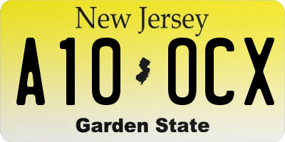 NJ license plate A10OCX