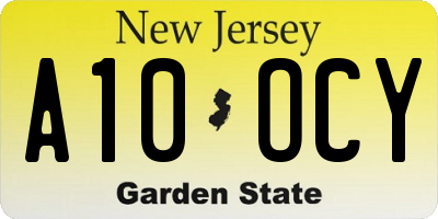 NJ license plate A10OCY