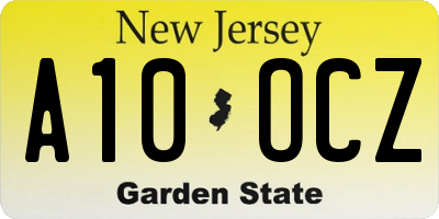 NJ license plate A10OCZ