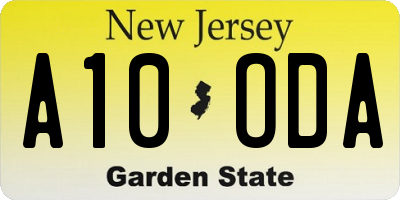 NJ license plate A10ODA