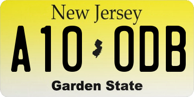 NJ license plate A10ODB