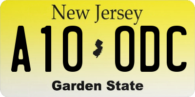 NJ license plate A10ODC