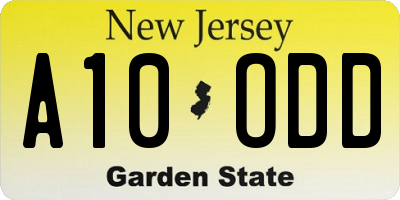 NJ license plate A10ODD