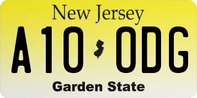 NJ license plate A10ODG