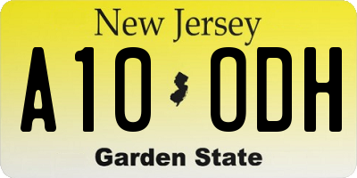 NJ license plate A10ODH