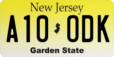 NJ license plate A10ODK