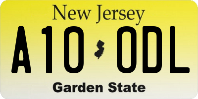 NJ license plate A10ODL