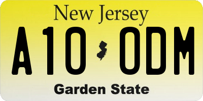 NJ license plate A10ODM