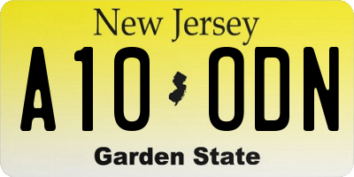 NJ license plate A10ODN