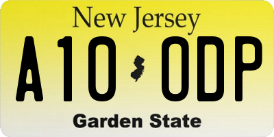 NJ license plate A10ODP