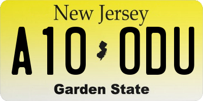 NJ license plate A10ODU