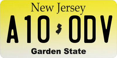 NJ license plate A10ODV