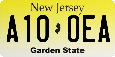 NJ license plate A10OEA