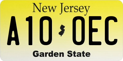 NJ license plate A10OEC