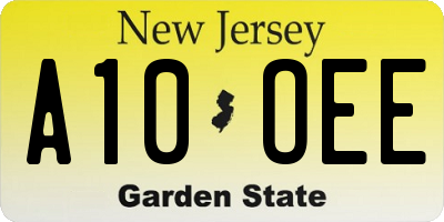 NJ license plate A10OEE