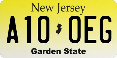 NJ license plate A10OEG