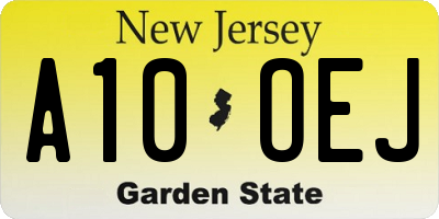 NJ license plate A10OEJ