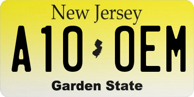 NJ license plate A10OEM