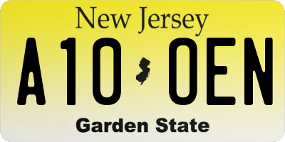 NJ license plate A10OEN