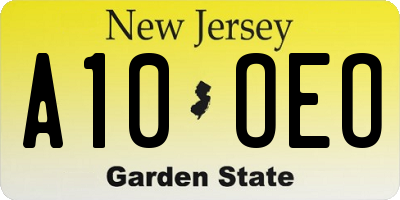 NJ license plate A10OEO