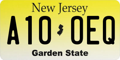 NJ license plate A10OEQ