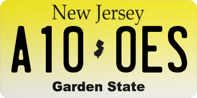 NJ license plate A10OES