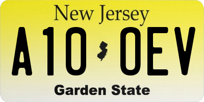NJ license plate A10OEV